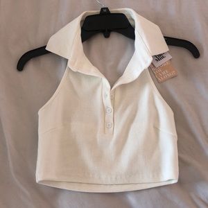 TigerMist White halter crop top